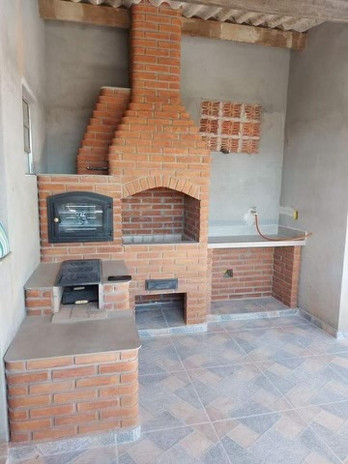Built-in brick fireplace and oven